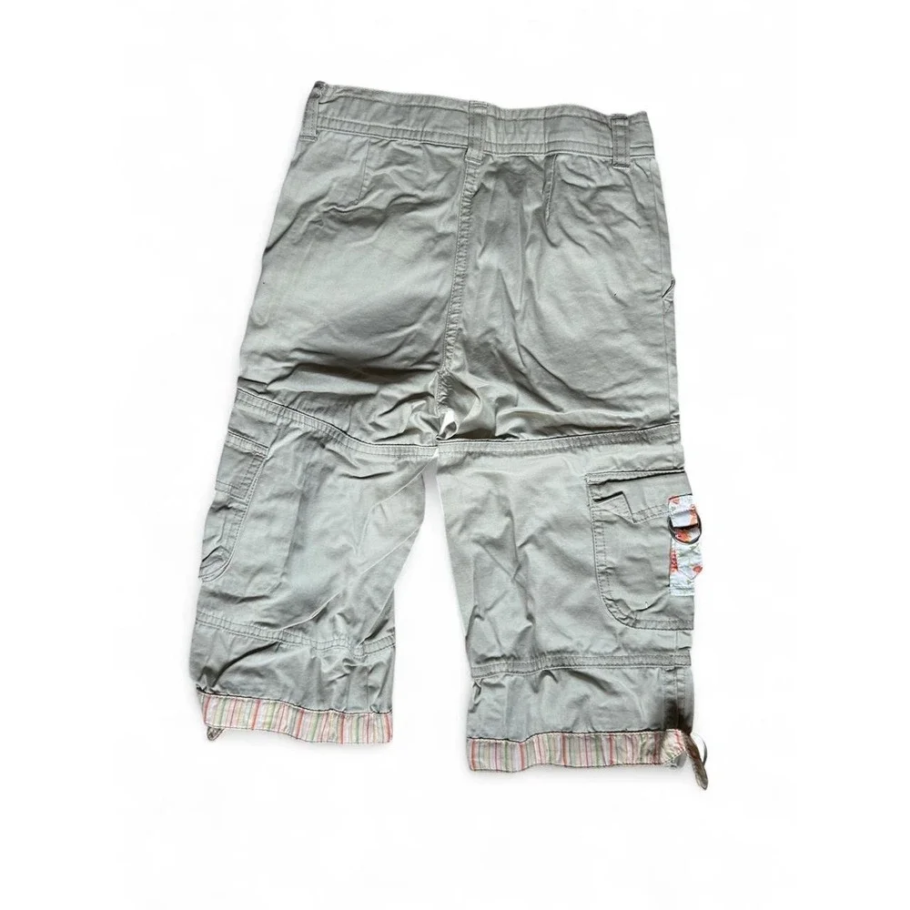 Girls Cargo Capri Pants Kitschy Retro Vintage Gymboree Khaki Y2K Utility 2004